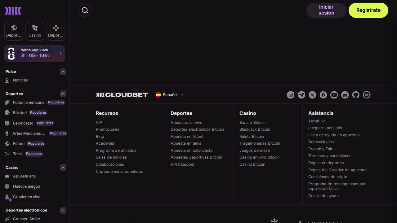 Lobby de juegos de Cloudbet (versión en español)