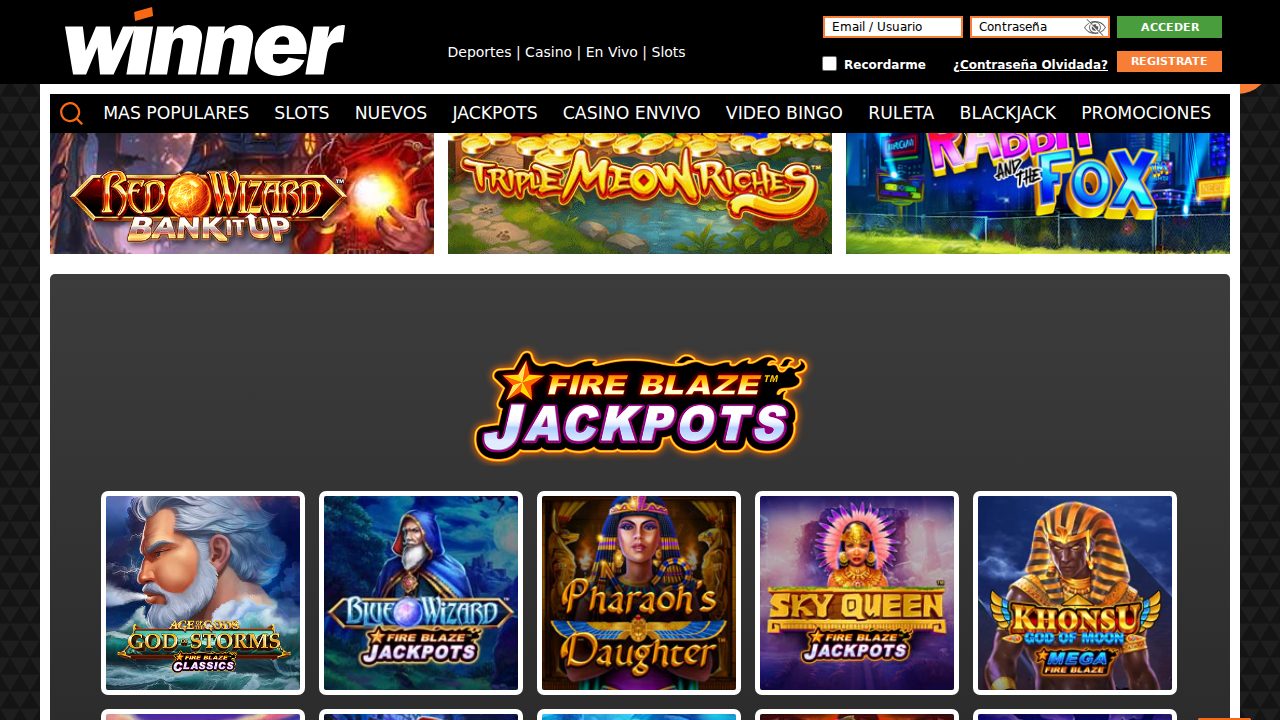 Lobby de juegos de Winner (versión en español)